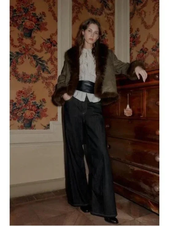 ZARA — Womens Brown Faux Fur-Trim Paisley Jacket - Picture 6 of 6